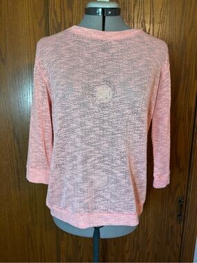 Ginger G Peach Open-Weave Crew Neck Sweater - large